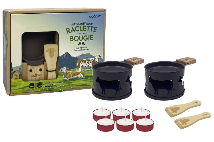 Service à raclette à la bougie Cookut Lumi édition limitée services poêlons et spatules pour 2