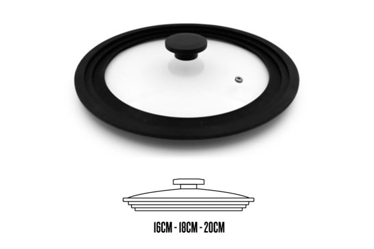 Couvercle universel Beka en verre avec bord silicone