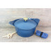 Set Cocotte Cookut myrtille + maniques bleues et poignée laiton
