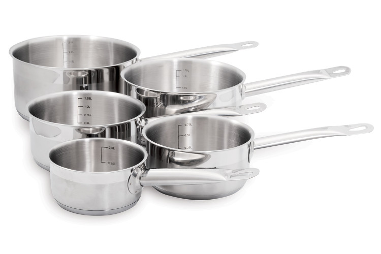 Set de 5 casseroles Baumalu Gamme Gastronomie en acier inox 12, 14, 16, 18, 20cm