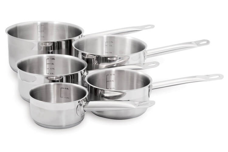 Set de 5 casseroles Baumalu Gamme Gastronomie en acier inox 12, 14, 16, 18, 20cm