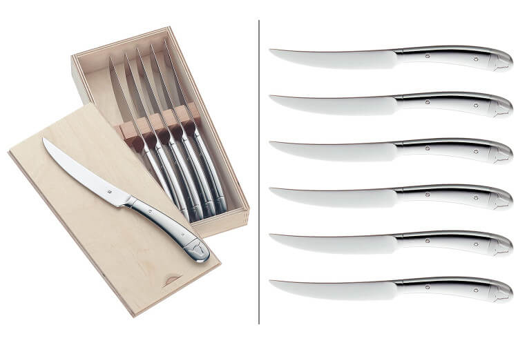 Coffret 6 couteaux à steak monobloc WMF Geschenkide acier inox 18/10 lame dentée
