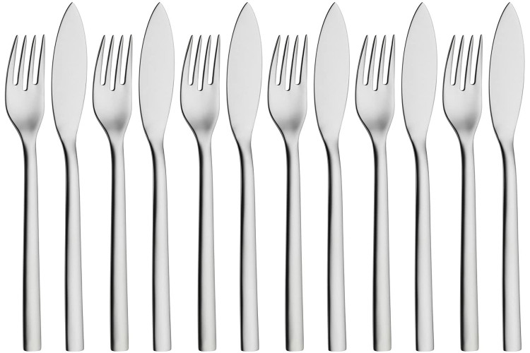 Set de 6 fourchettes et 6 couteaux &agrave; poisson WMF Nuova en acier inox 18/10 Cromargan