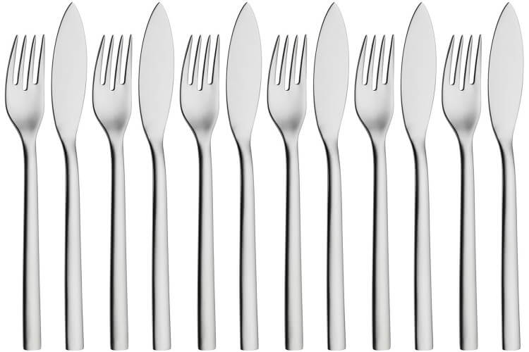 Set de 6 fourchettes et 6 couteaux à poisson WMF Nuova en acier inox 18/10 Cromargan