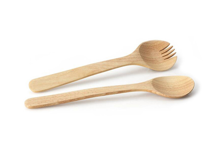 Set de 2 couverts &agrave; salade Continenta en bois d'h&eacute;v&eacute;a 31cm