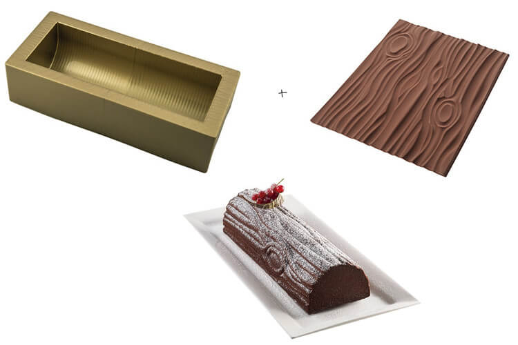 Kit moule à bûche en silicone Silikomart Magic Wood