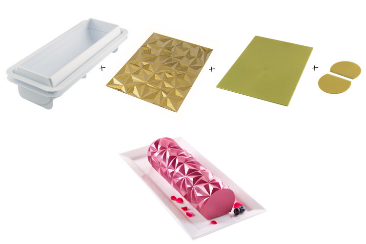 Kit moule &agrave; b&ucirc;che glac&eacute;e en silicone Silikomart Diamond