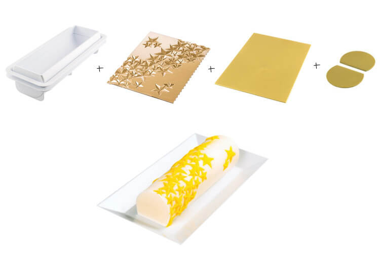 Kit moule à bûche glacée en silicone Silikomart Starlight
