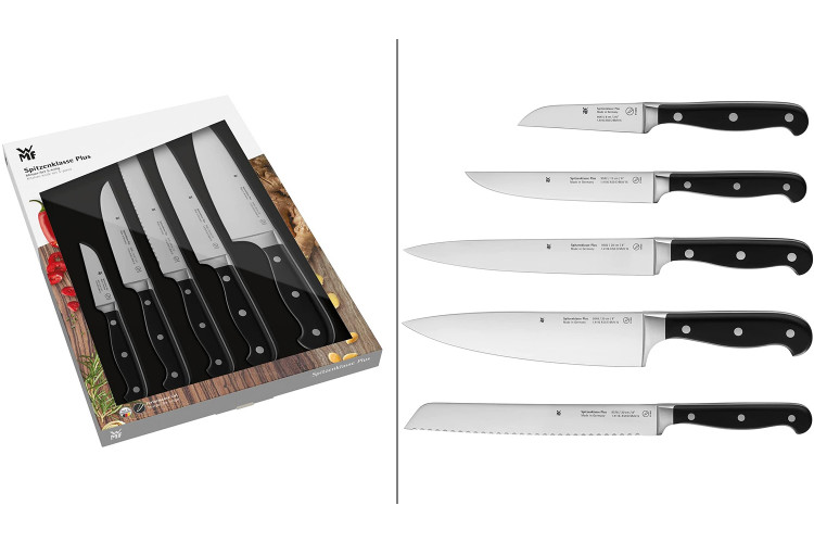 Coffret de 5 couteaux WMF Spitzenklasse Plus lames inox et manches rivet&eacute;s