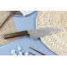 Couteau santoku japonais artisanal Wusaki Unagi AUS10 damas 16,5cm manche chêne
