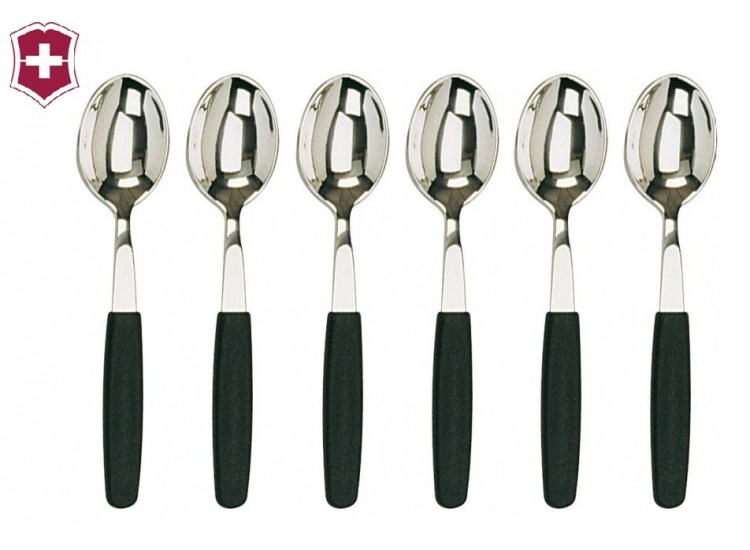 Ensemble de 6 cuilleres &agrave; caf&eacute; noires Victorinox Acier