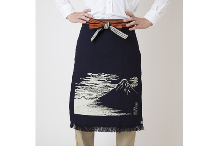 Tablier de cuisine japonais Anything Maekake Hokusai Mont Fuji rouge