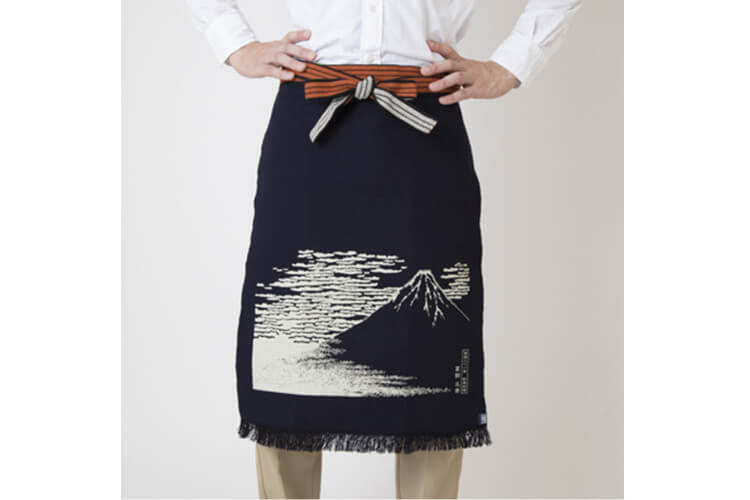 Tablier de cuisine japonais Anything Maekake Hokusai Mont Fuji rouge