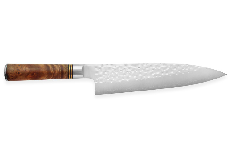 Couteau de chef japonais artisanal forg&eacute; Takeshi Saji R2 Tsuchime 21cm