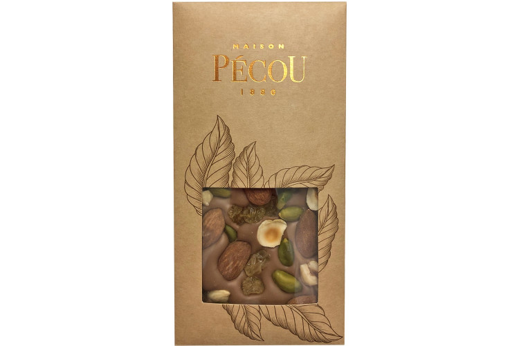 Tablette de chocolat lait P&eacute;cou La Charmeuse aux fruits secs - 100g