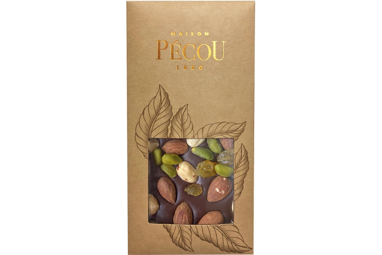 Tablette de chocolat noir P&eacute;cou La Charmeuse aux fruits secs - 100g