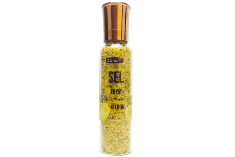 Moulin &agrave; sel aromatis&eacute; Savor&Sens saveur citron et thym - 385g