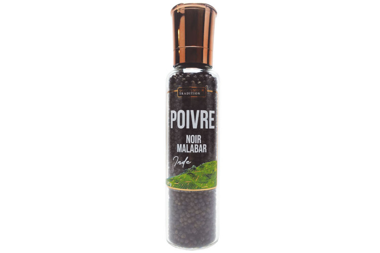 Moulin &agrave; poivre de Malabar noir des Indes Savor&Sens - 175g