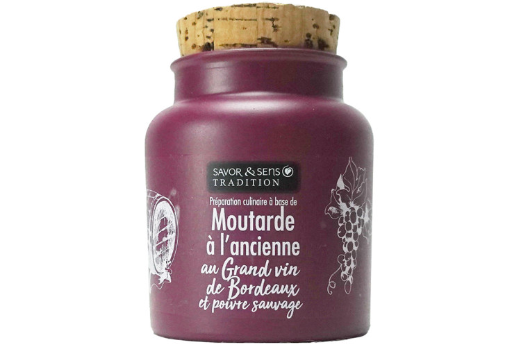 Moutarde &agrave; l'ancienne Savor&Sens au grand vin de Bordeaux et poivre sauvage - 110g