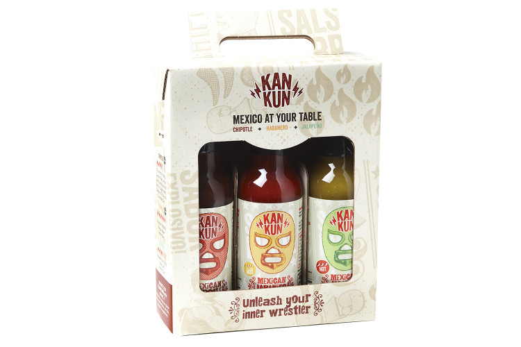 Coffret d&eacute;couverte 3 sauces mexicaines Kankun - Chipotle, Jalapeno et Habanero