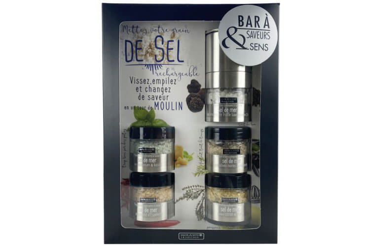 Bar à sels Savor&Sens 5 saveurs + 1 moulin dévissable - 150g