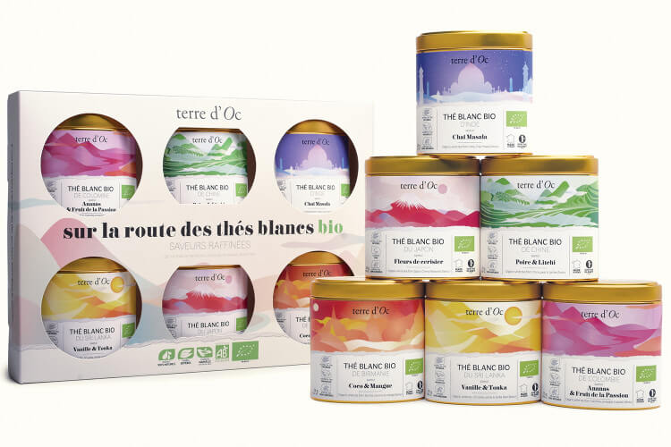 Coffret Terre d'Oc Sur la Route des Thés blancs bio - 6 thés aromatisés