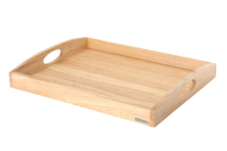 Plateau de service bords droits avec poign&eacute;es Continenta en bois d'h&eacute;v&eacute;a 50x39x5cm