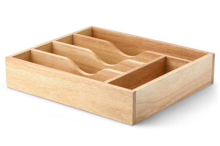 Range-couverts Continenta en bois d'h&eacute;v&eacute;a 35x30x7cm