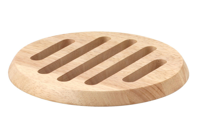 Dessous de plat rond Continenta en bois d'h&eacute;v&eacute;a &Oslash;20x1,5cm