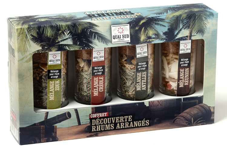 Coffret d&eacute;couverte pour rhum arrang&eacute; Quai Sud - 4 saveurs