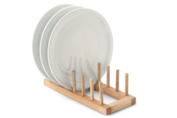 Porte-assiettes Continenta en bois d'h&eacute;v&eacute;a 6 emplacements