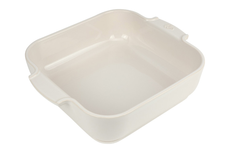 Plat four carr&eacute; Peugeot Appolia en c&eacute;ramique &eacute;cru 22,5x22,5x6,5cm