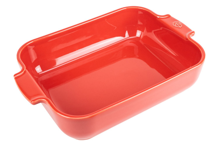 Plat four rectangle Peugeot Appolia en c&eacute;ramique rouge 26x20x6,5cm