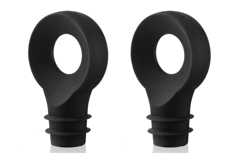 Set de 2 bouchons arrondis Vacu vin noir