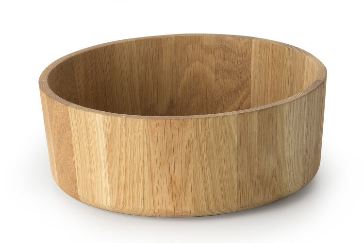 Saladier rond bord droit Continenta en bois de chêne Ø31x12cm