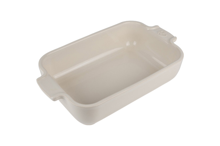 Plat four individuel rectangle Peugeot Appolia en c&eacute;ramique &eacute;cru 18x12x4,5cm