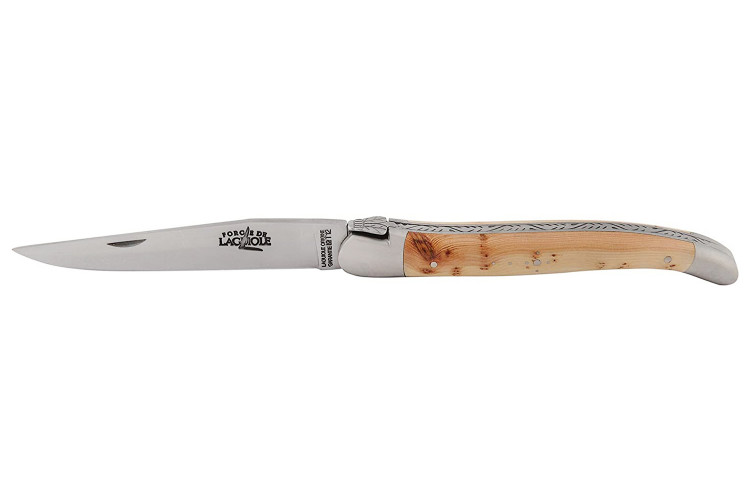 Couteau pliant Forge de Laguiole manche en bois de gen&eacute;vrier 12cm