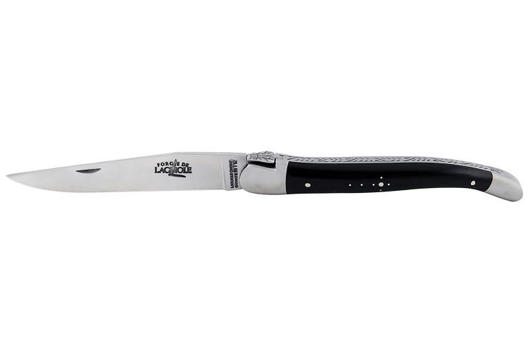Couteau pliant Forge de Laguiole manche en corne fonc&eacute;e 12cm