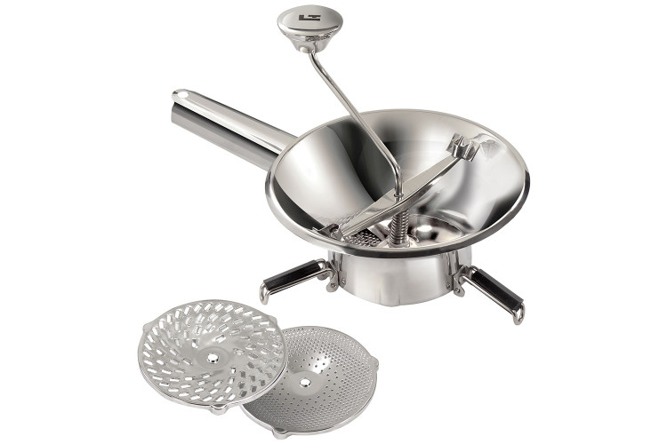 Moulin passe-l&eacute;gumes 3 grilles La Bonne graine en acier inox &Oslash;22cm