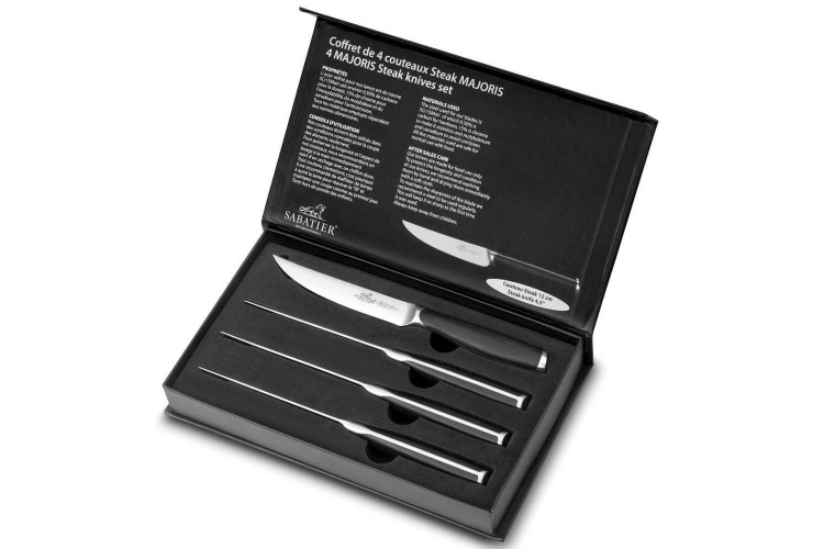 Coffret SABATIER International Majoris 4 couteaux &agrave; steak lame lisse 12cm