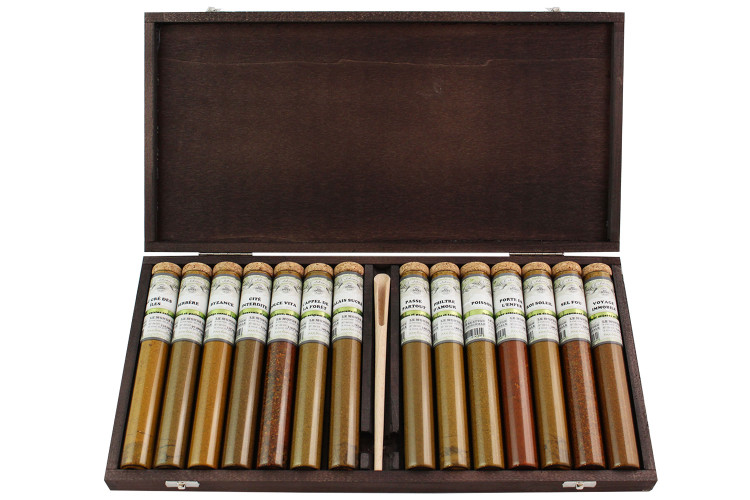Coffret d'&eacute;pices Le Monde en Tube Alchimie 14 tubes + cuill&egrave;re-mesure