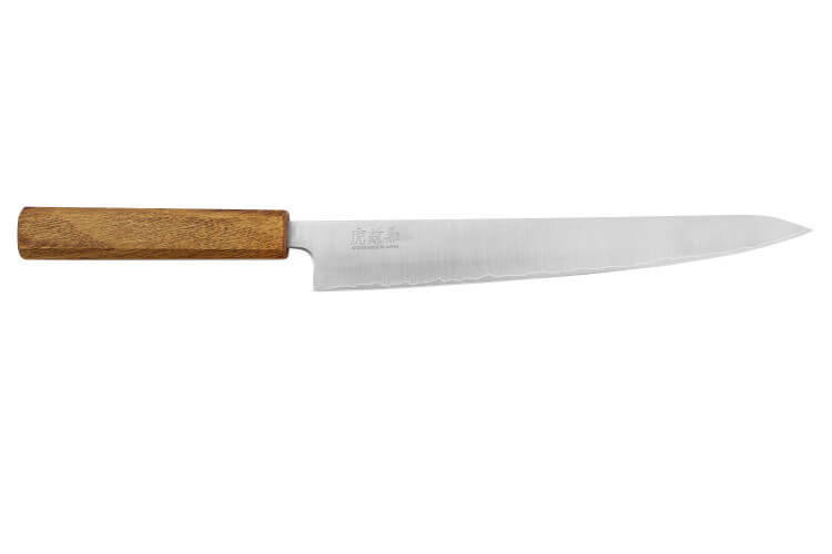 Couteau sujihiki japonais artisanal Wusaki Migaki G3 24cm