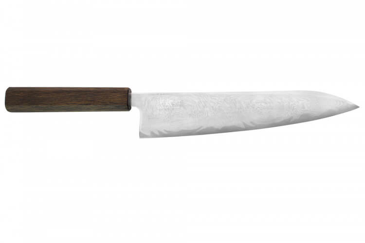 Couteau de chef japonais artisanal Wusaki Unagi AUS10 21cm manche chêne