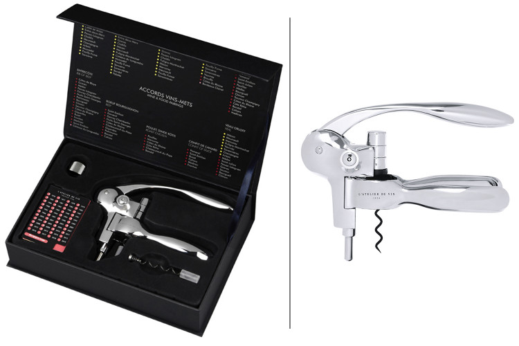 Coffret tire bouchon L'Atelier du vin Oeno Box Sommelier m&eacute;tal chrom&eacute;