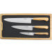 Coffret 3 couteaux en olivier Laguiole en Aubrac : Office + Universel + Chef