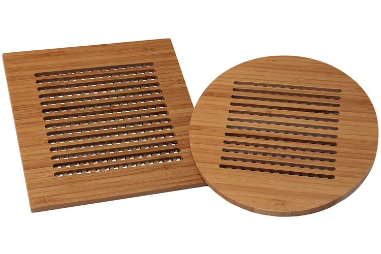 Set de 2 dessous de plat Totally Bamboo 1 rond + 1 carr&eacute;