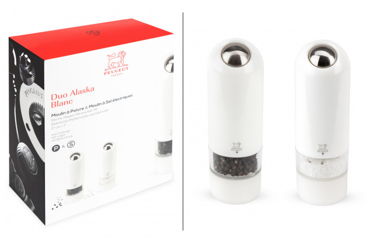 Coffret Peugeot Alaska - duo de moulins &agrave; sel et &agrave; poivre &eacute;lectriques avec &eacute;clairage