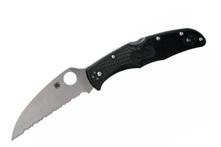 Couteau pliant Spyderco Endura 4 C10FSWCBK Wharncliffe dent&eacute; en nylon/fibre de verre noir 12,6cm