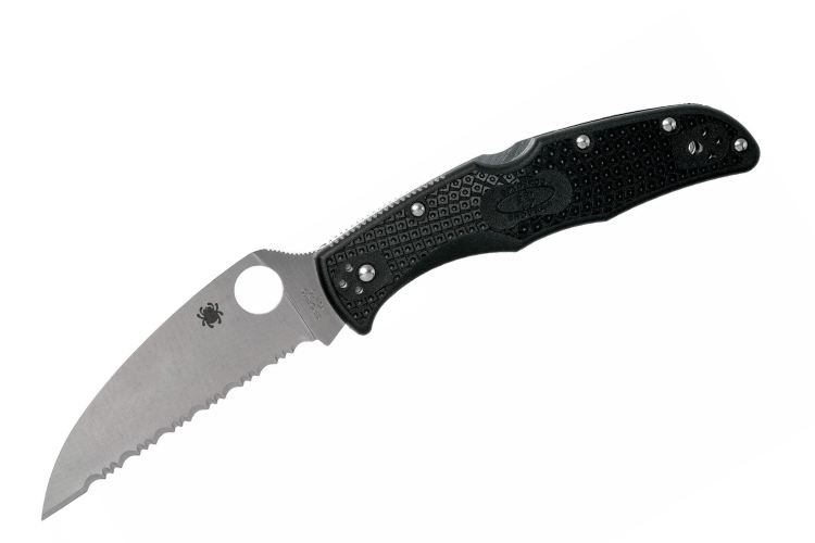 Couteau pliant Spyderco Endura 4 C10FSWCBK Wharncliffe denté en nylon/fibre de verre noir 12,6cm