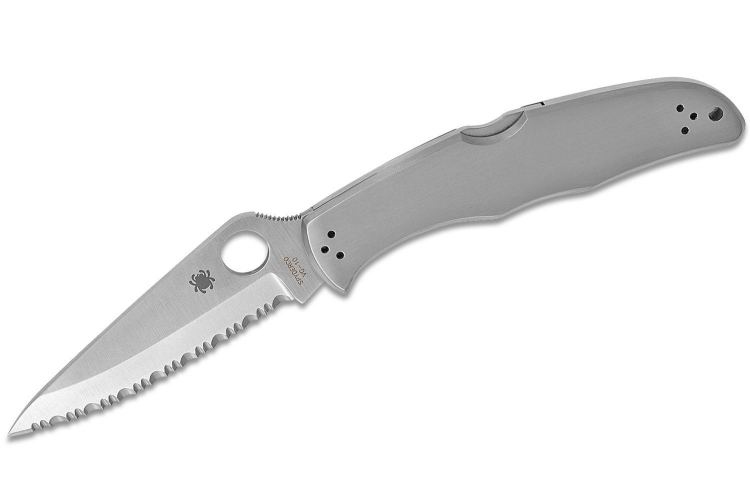 Couteau pliant Spyderco Endura 4 C10S dentel&eacute; manche inox 12,5cm